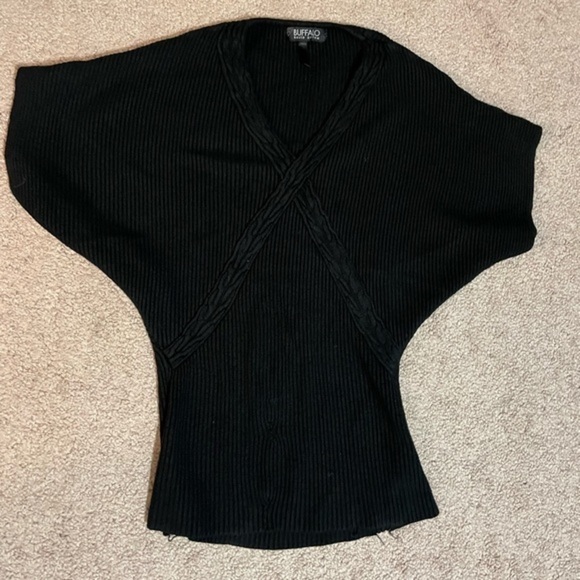 Buffalo Black Short Sleeved Sweater Top Size Small - Picture 1 of 6